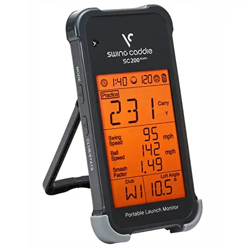 Voice Caddie SC200Plus launch monitor displaying swing data