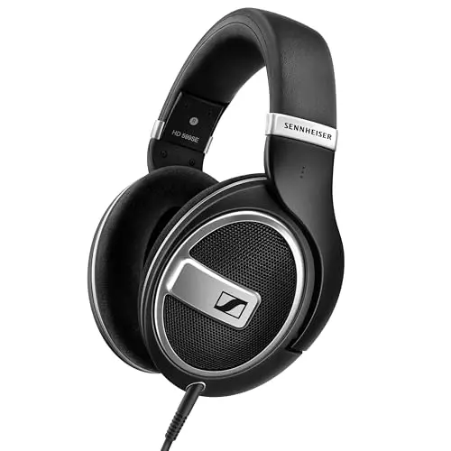 Sennheiser HD 599 SE black open-back headphones on a stand