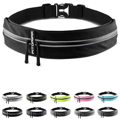 Fitgriff running belt worn snugly around a runner's waist