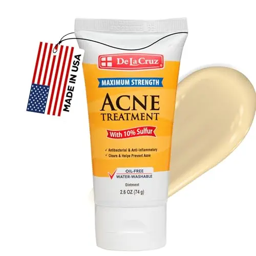 De La Cruz 10% Sulfur Ointment in yellow tube for cystic acne treatment