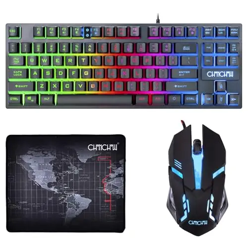 CHONCHOW 87 Key TKL (Tenkeyless) Wired Gaming Keyboard and Mouse Combo