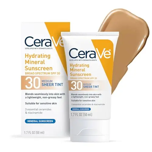 CeraVe Hydrating Mineral Sunscreen SPF 30 with Sheer Tint tube