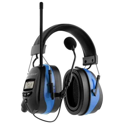 Upgraded Bluetooth 5.4 Radio Headphone with gel ear pads and boom mic in blue