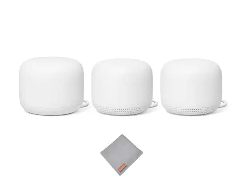 Google Nest WiFi Router and two Points mesh system in white