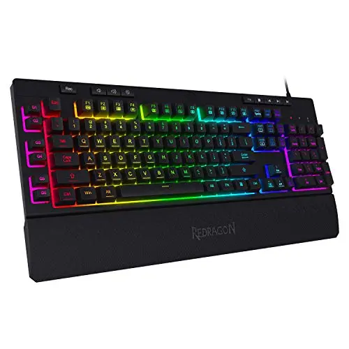 Redragon K512 Shiva RGB membrane keyboard with a detachable wrist rest