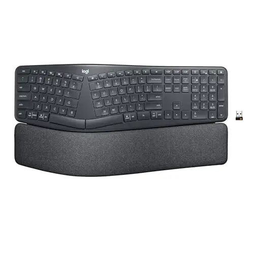 Logitech Ergo K860 wireless split ergonomic keyboard for Mac on a desk