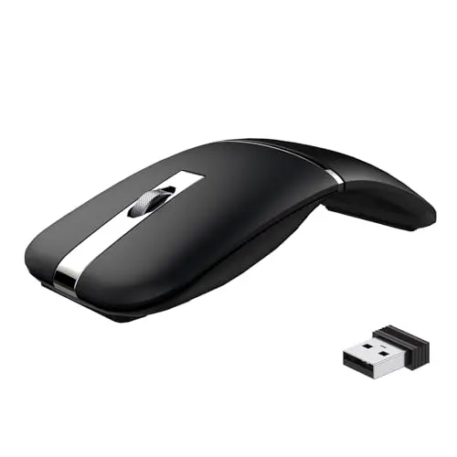 NYIEFADA rotating foldable arc travel mouse in flat and curved positions