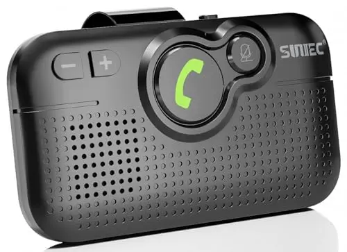 SUNITEC BC980SA Bluetooth speakerphone clipped to a car's sun visor.