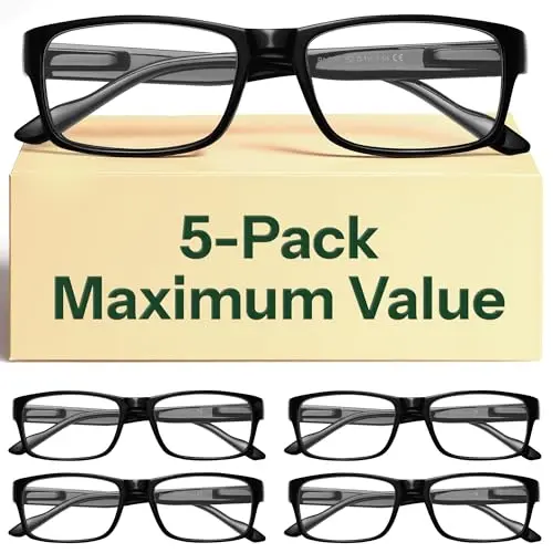 GAOYE 5-pack of blue light reading glasses in various colors