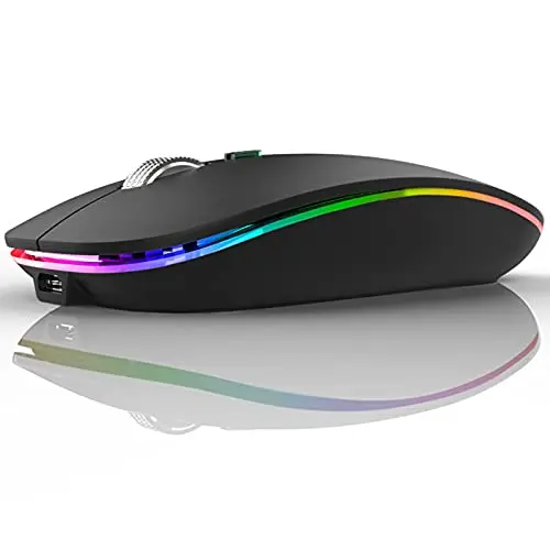 TENMOS matte black mouse with colorful LED lighting
