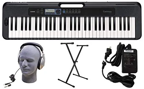 Casio CT-S300 keyboard bundle with stand, headphones, and accessories