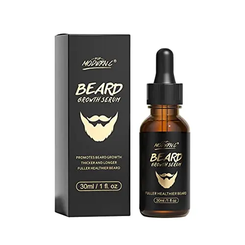 Beard growth oil with biotin and caffeine in a dropper bottle