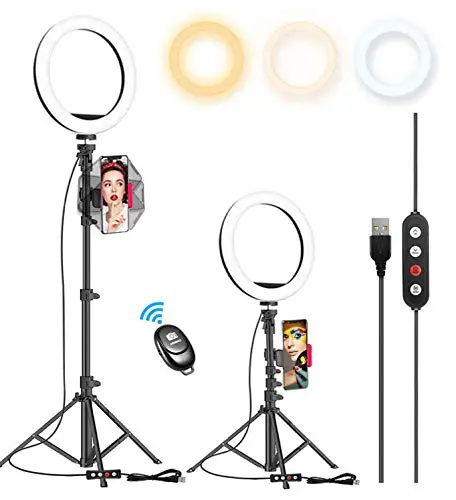 Kaiess 10.2-inch ring light with adjustable tripod stand and phone holder