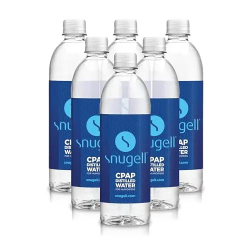 Snugell travel-size distilled water bottles in a 6-pack