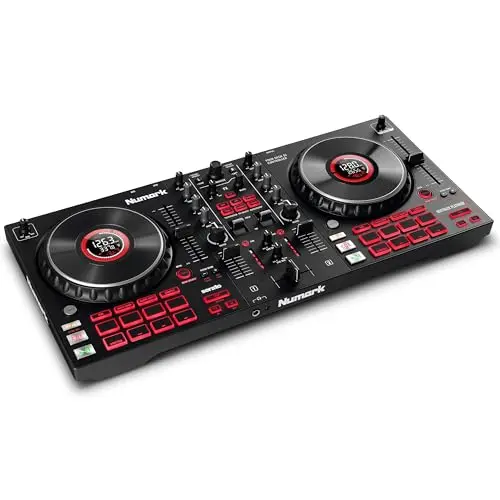 Numark Mixtrack Platinum FX DJ controller with color jog wheel displays