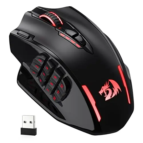 Redragon M913 Impact Elite wireless gaming mouse with 12 side buttons and RGB lighting