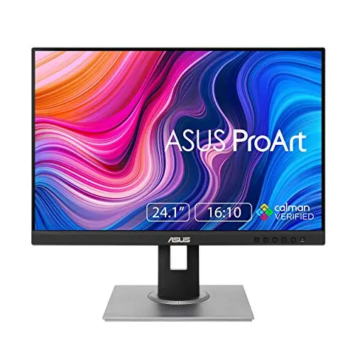 ASUS ProArt 24-inch monitor on a desk with a photo editing application open