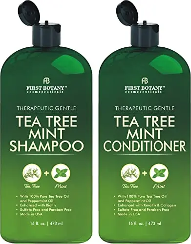 First Botany Tea Tree Mint Shampoo and Conditioner Set bottles