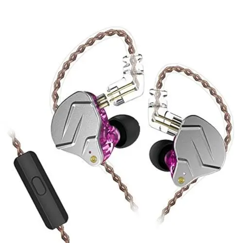 KZ ZSN Pro purple in-ear monitor headphones with detachable cable
