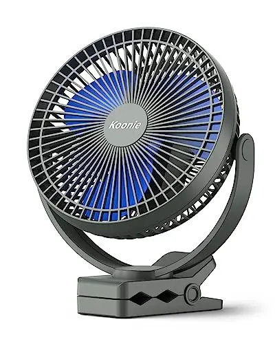 Koonie blue clip-on fan with sturdy clamp
