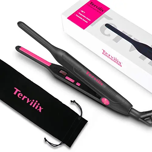 Terviiix 3/10 inch ceramic tourmaline mini flat iron for short hair and beard