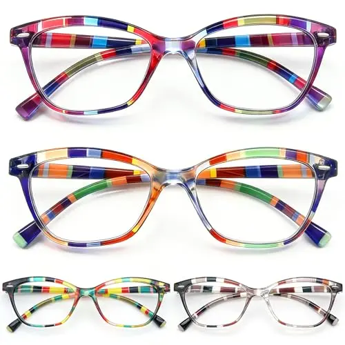 HEEYYOK cat-eye reading glasses for women in a colorful four-pack