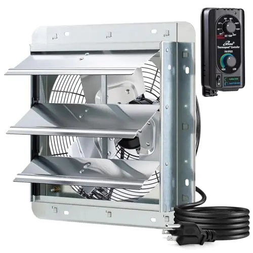 iLIVING 12 inch shutter exhaust fan with thermostat and speed controller