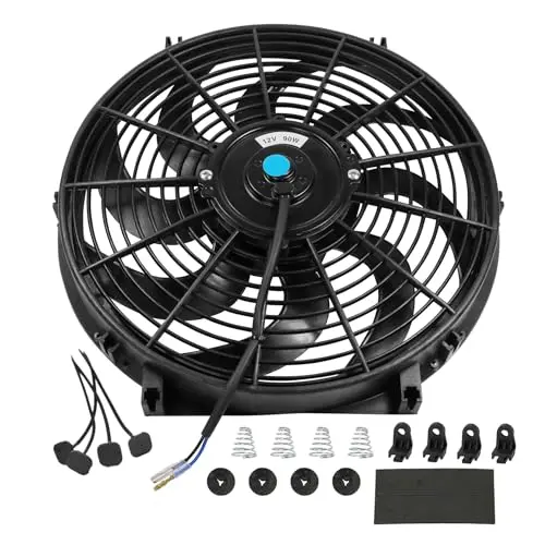 JDMSPEED 14-inch universal slim pull push racing electric radiator fan