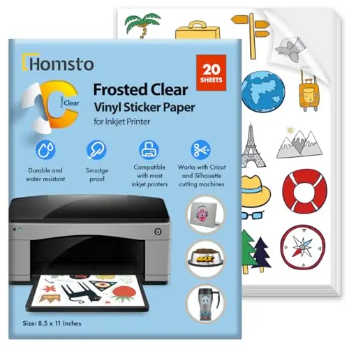 HOMSTO frosty clear printable vinyl sticker paper 80 sheets
