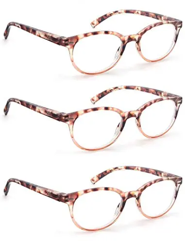 OLOMEE small round tortoiseshell reading glasses in a three-pack