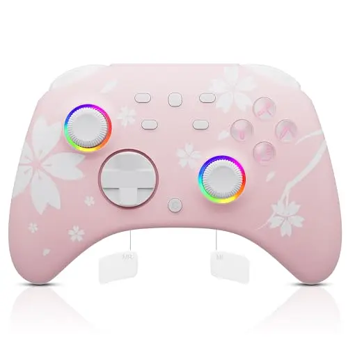 Mytrix Wireless Controller in Sakura Pink with cherry blossom design