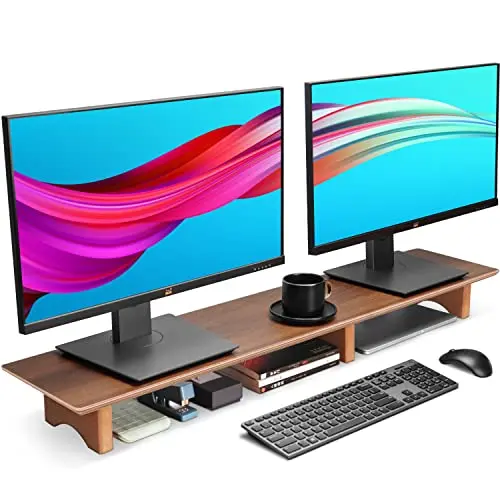 Aothia black walnut solid wood monitor stand riser with cork legs