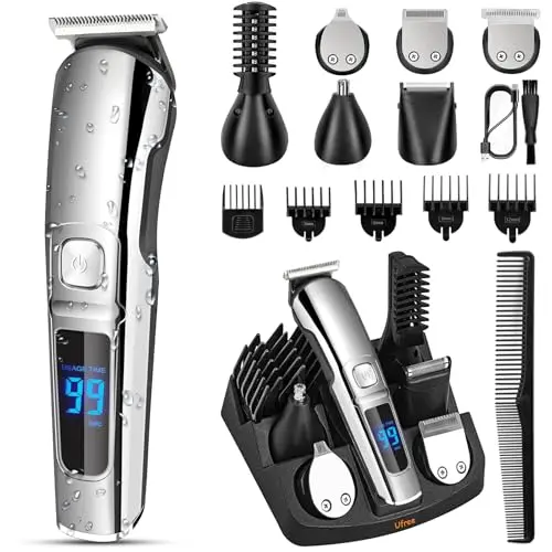 Ufree beard trimmer kit with multiple guide combs and attachments