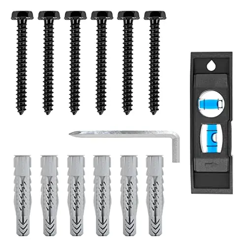 Mounting Dream lag bolt kit with M8 bolts, fischer anchors, and bubble level