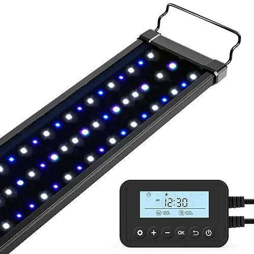 NICREW 48W blue and white saltwater aquarium light with extendable brackets