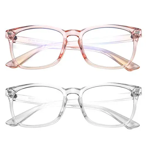 Hycredi kids blue light glasses in clear pink and clear frames