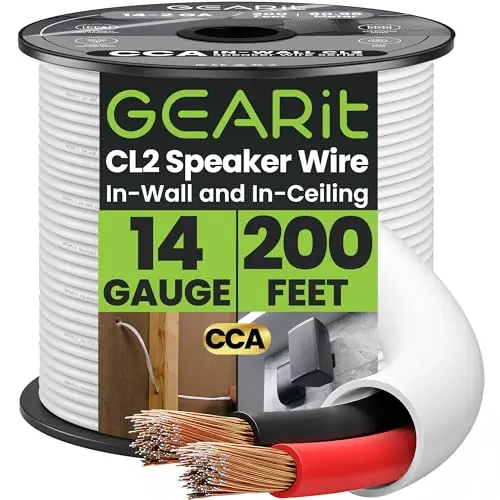GEARit CL2 rated white in-wall speaker wire
