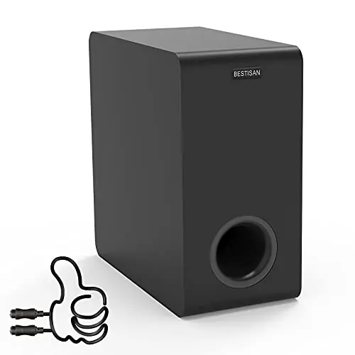 Bestisan compact powered subwoofer with side-firing speakers