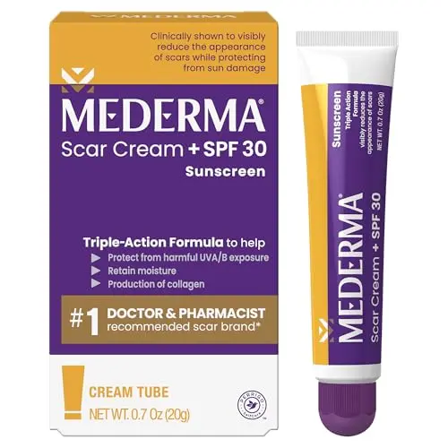 Mederma Scar Cream Plus SPF 30 tube and box
