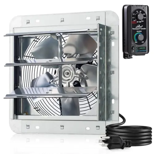 iLIVING 10 inch shutter exhaust fan with thermostat and speed controller