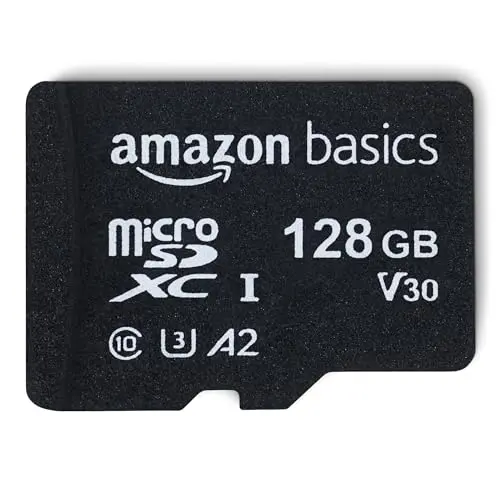 Amazon Basics 128GB black microSDXC memory card with adapter