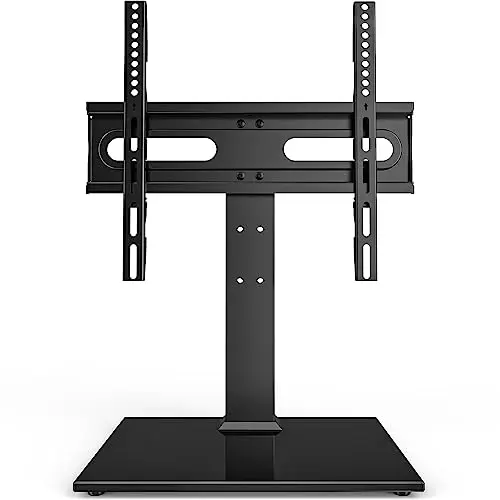 HEMUDU fixed TV stand with black base on a console table