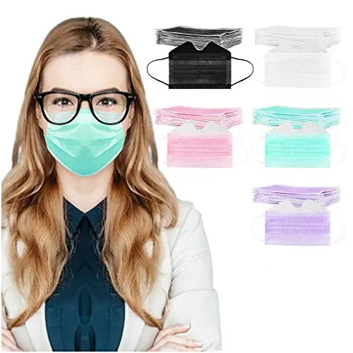 Pack of colorful 3-layer anti-fog disposable face masks