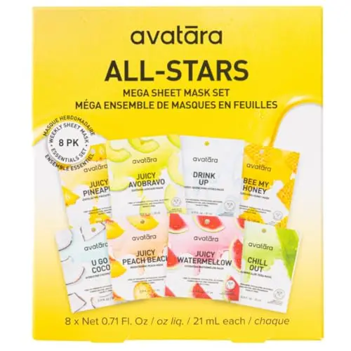 Avatara All-Stars 8-pack facial sheet mask variety set
