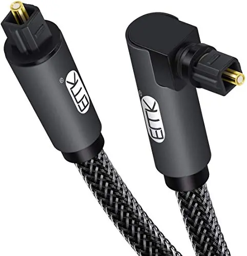 EMK 3.3ft 90-degree right-angle optical audio cable with braided jacket