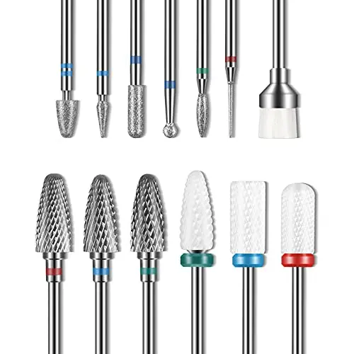 Depvko 13-piece nail drill bit set in a organized plastic case