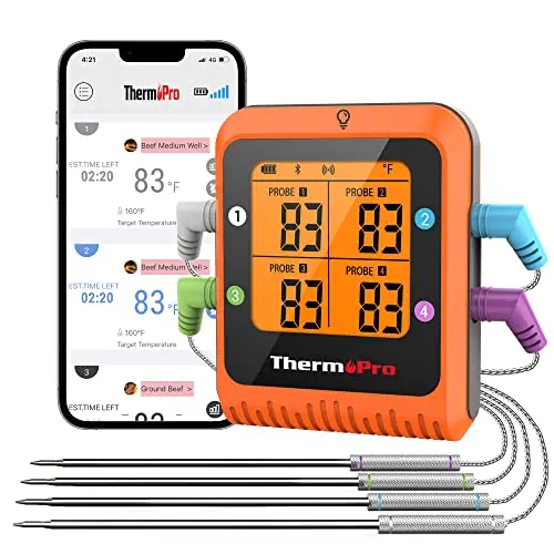 ThermoPro TP930 black Bluetooth meat thermometer with four probes