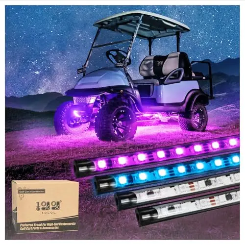 10L0L 4-piece golf cart underbody LED light strip kit with wireless remote