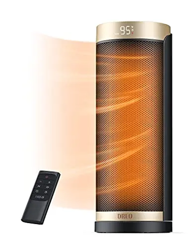 DREO black oscillating tower heater with digital display
