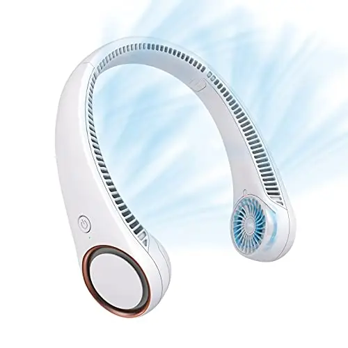 CIVPOWER white bladeless neck fan with a sleek, modern design